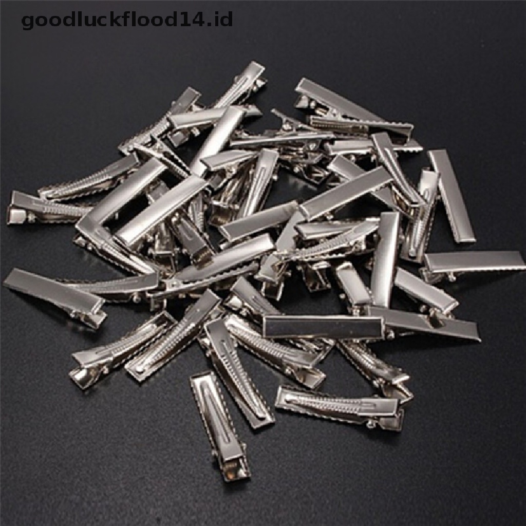 [OOID] 50PCS Fashion Silver Flat Metal Hair Clips Prong Flat Hair Clips Metal Hairpin ID