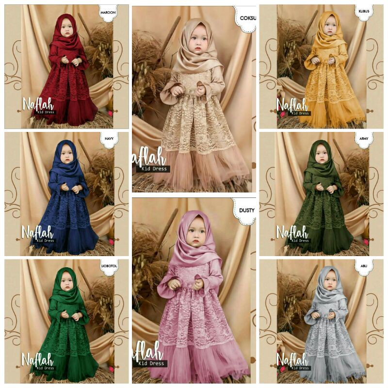 MAXI DRESS NAFLAH BRUKAT KID dM / GAMIS NAFLAH ANAK 2-4TH