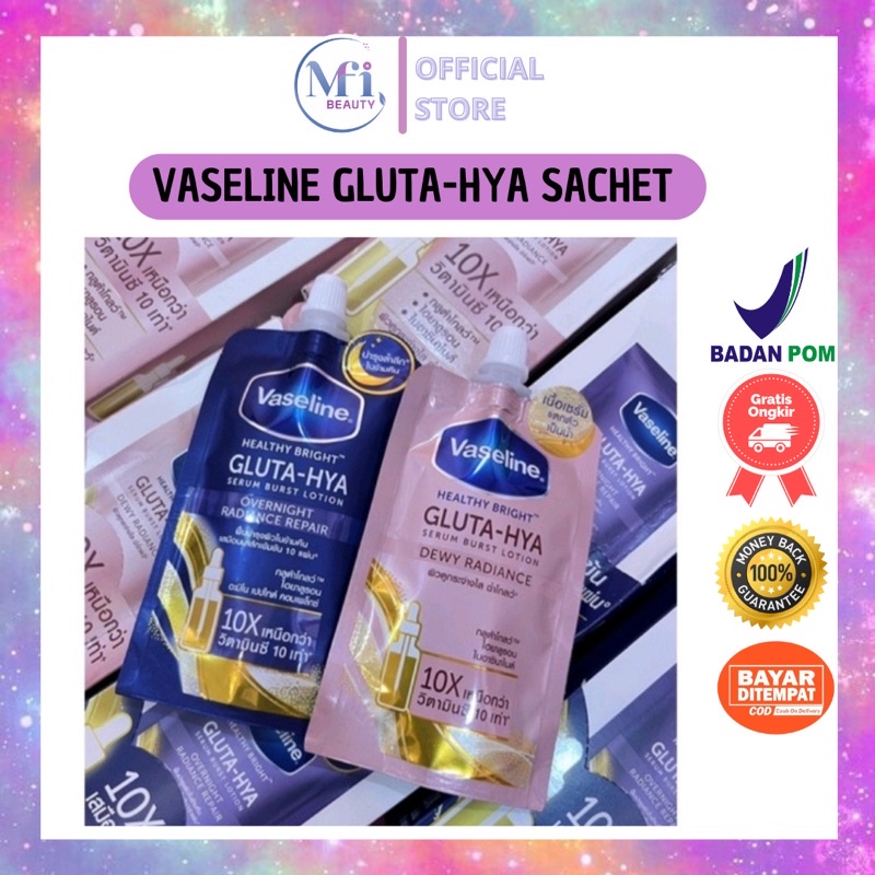 VASELINE GLUTA HYA SACHET 30 ML ORIGINAL THAILAND SERUM BURST LOTION DEWY RADIANCE OVERNIGHT RADIANCE REPAIR