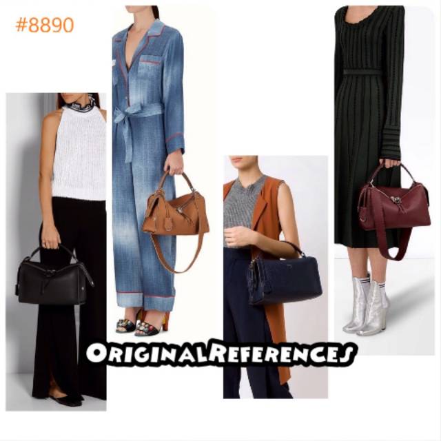 #8890 New Arrival FENDI Lei Selleria Boston Leather Bag SS18 with WAVE STRAP