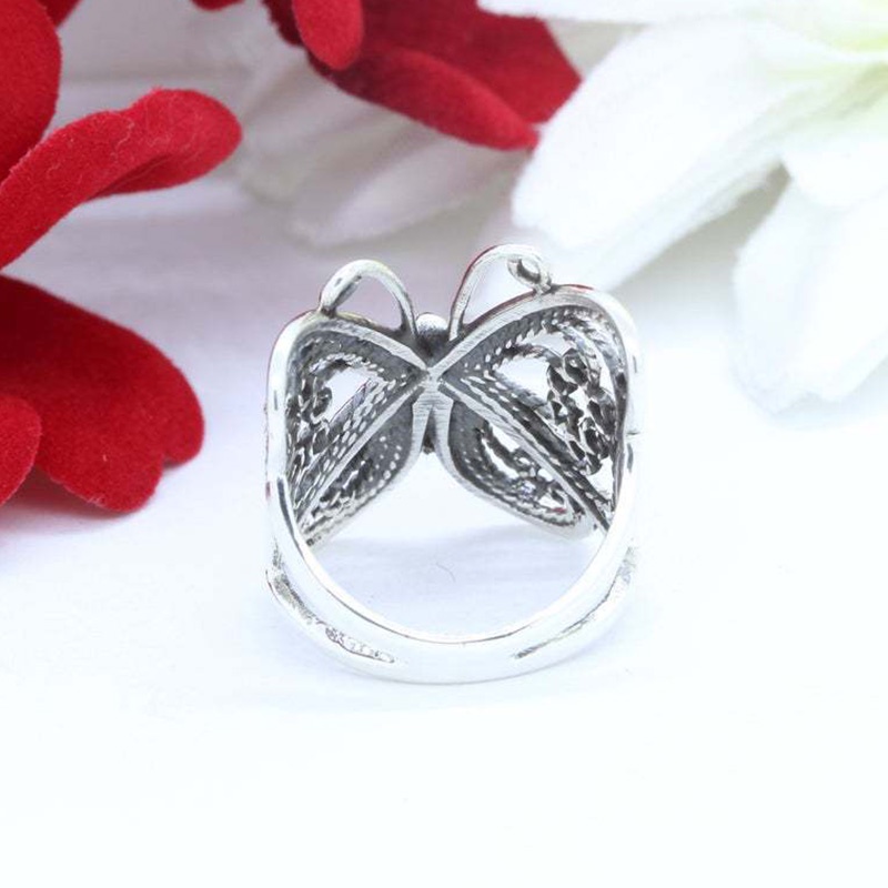 Cincin Ukiran Butterfly Gaya Retro Vintage Eropa Dan Amerika