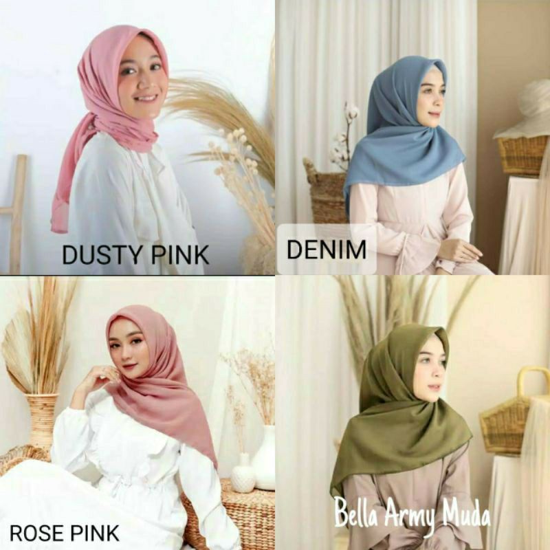 MURAH ! HIJAB BELLA SQUARE JAHIT TEPI BAHAN POLYCOTTON PREMIUM MEREK UMAMA SCARF JILBAB KERUDUNG SEGI EMPAT