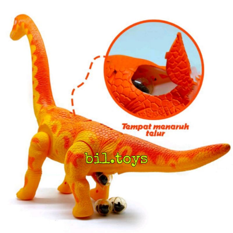 MAINAN ANAK DINO DINOSAURUS BERTELUR MAINAN ANAK BRACHIOSAURUS EGG BERJALAN BATERAI HEWAN PURBA