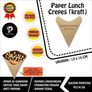 PAPER LUNCH CREPES KRAFT (COKLAT)  / TEMPAT MAKAN CREPES / KEMASAN CREPES