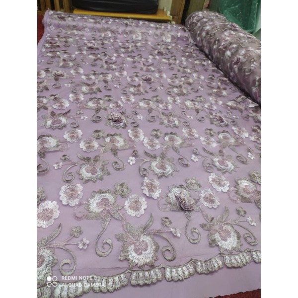 Bahan Tile 3D Kombinasi Warna Full Payet Pluss Bunha Timbul