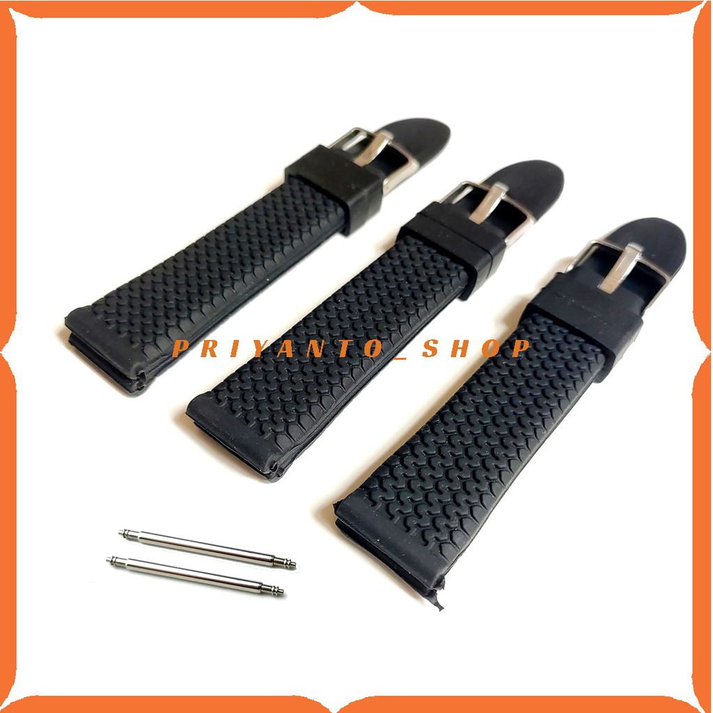 STRAP TALI JAM TANGAN RUBBER WATCH BERKUALITAS 20MM FREE PEN