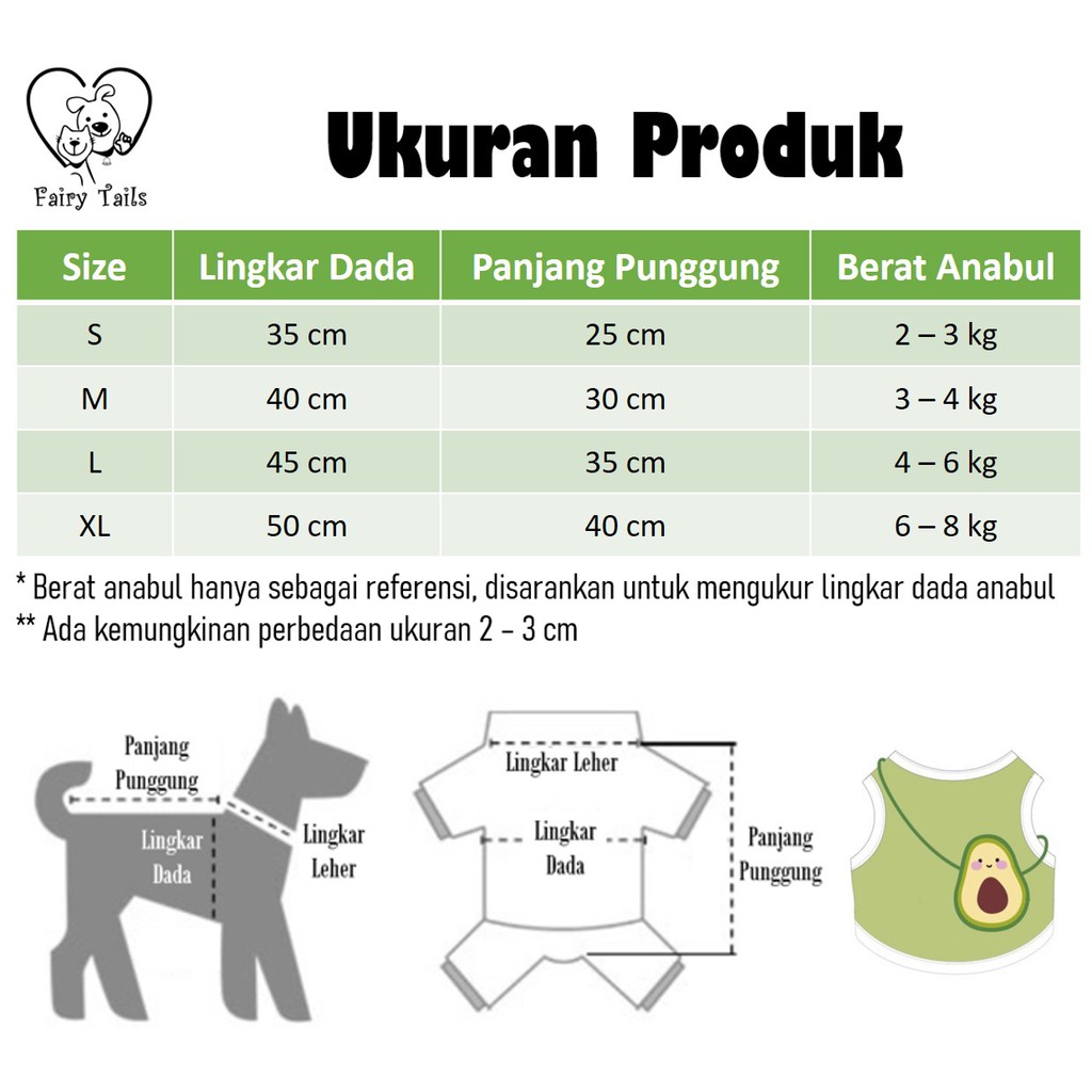 Baju Hewan Kaos Anjing Kucing dengan Tas Alpukat Avocado | Pet Shirt with Avocado Bag