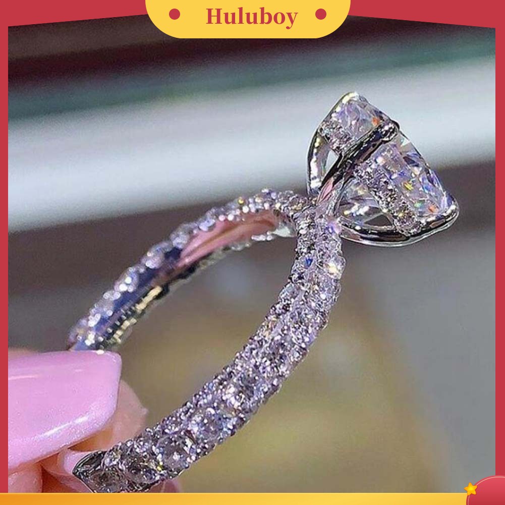 Hu Hu Hu Hu Hu Alat Bantu Pasang Kacamata♡ Cincin Wanita Hias Berlian Imitasi Bulat Glitter Untuk Pernikahanhadiah