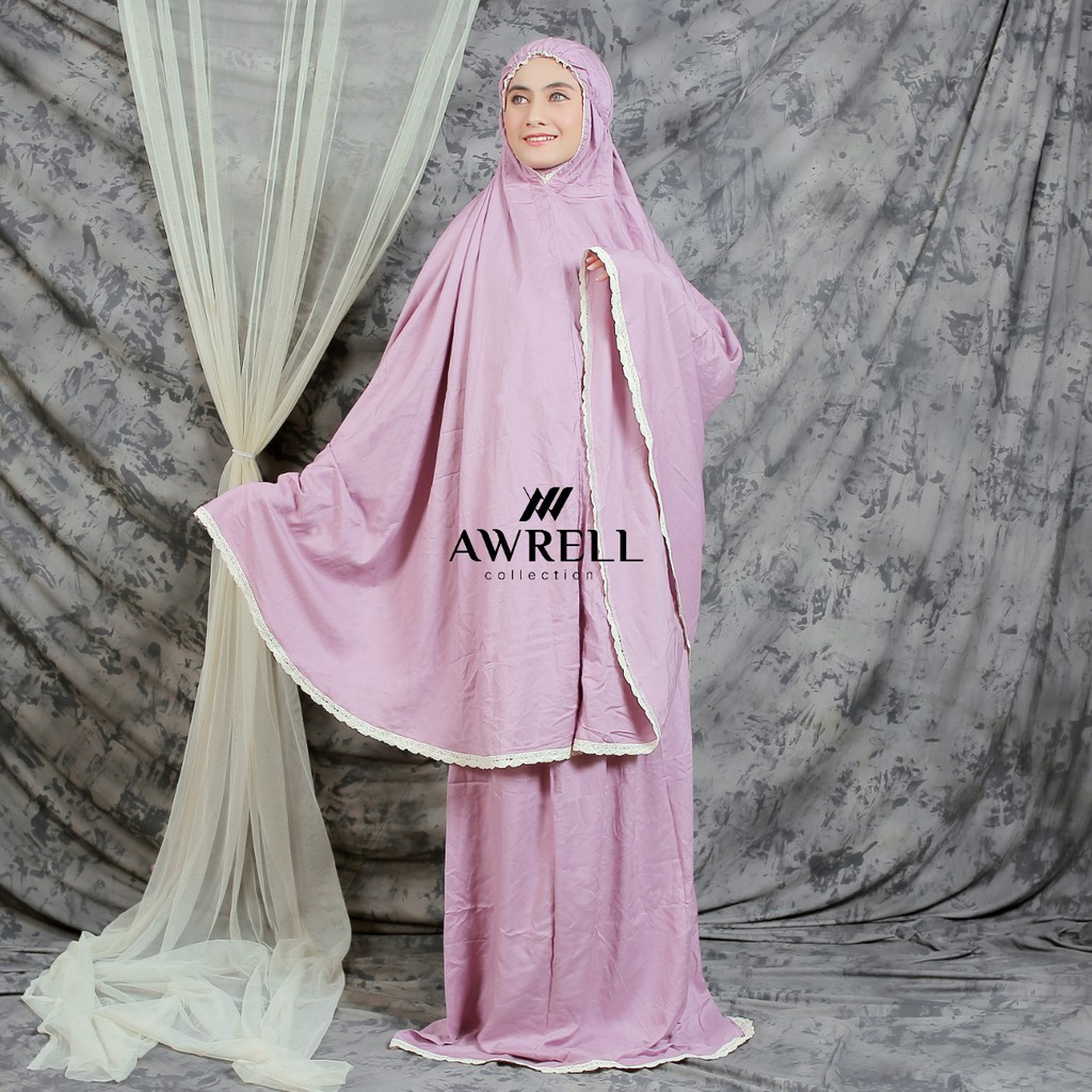 Awrellcollection - Mukena Dewasa Polos Travel Katun Rayon Awrellseries