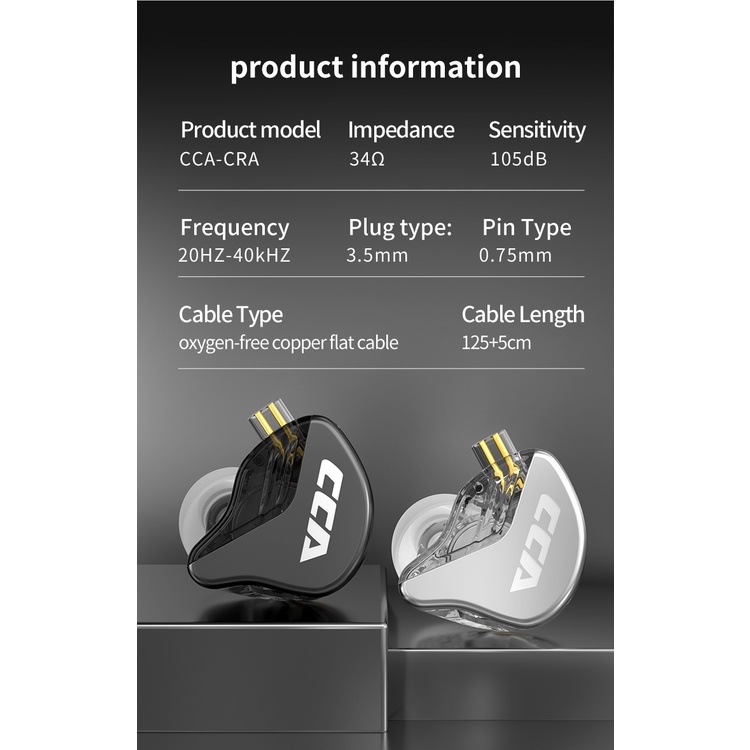 Cca CRA Earphone In Ear HiFi Dengan Fitur Noice Canceling Untuk KZ DQ6S ZEX Pro