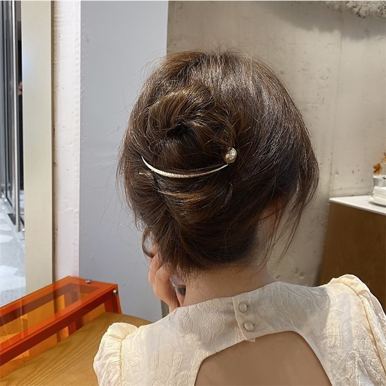 Jepit Rambut Bentuk Kupu-Kupu Hati Aksen Mutiara Gaya Retro Untuk Wanita