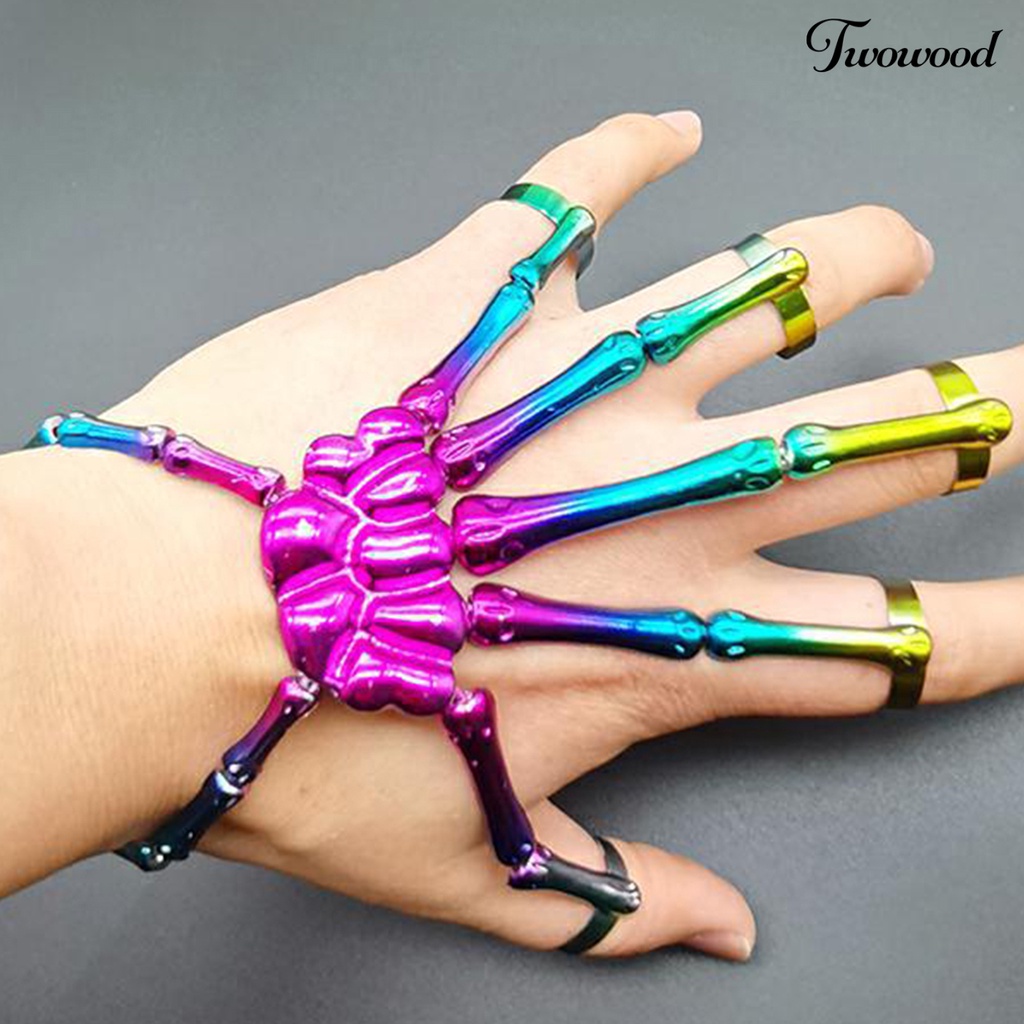 Gelang Desain Hantu Tangan Warna-Warni Bahan Metal Gaya Punk Untuk Cosplay Halloween