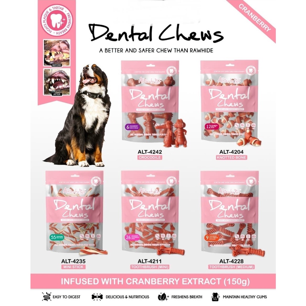 Altimate Pet Dental Chews CRANBERRY 150GR Gigitan Anjing