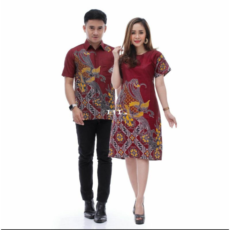 Batik couple merak maroon
