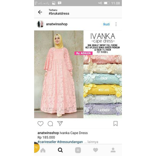 Edella maxy / dress pesta/ baju murah/baju kondangan/kebaya modern/dress brukat/dress cape
