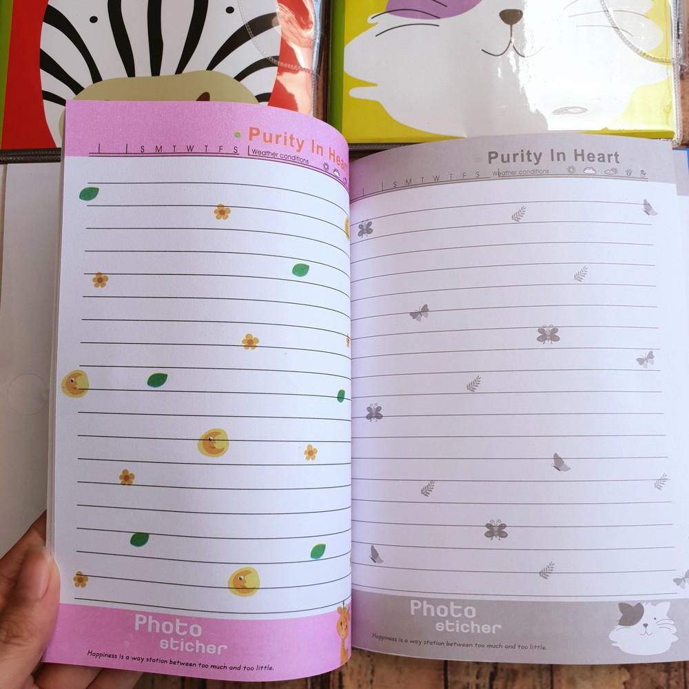 Diary Kancing A5 Cute Photo Sticker Bonus Pen 3559 - Buku Cute Photo Sticher A5 - Notepad HYN-223559