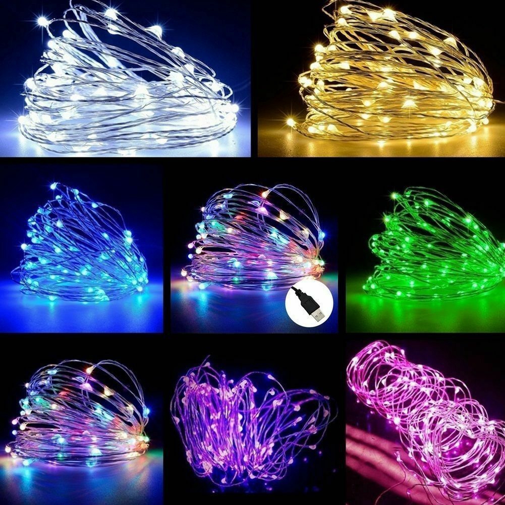 【P&amp;T】1M/5M/10M USB LED String Light  LED Copper Wire String Fairy Lights Christmas Party Decor