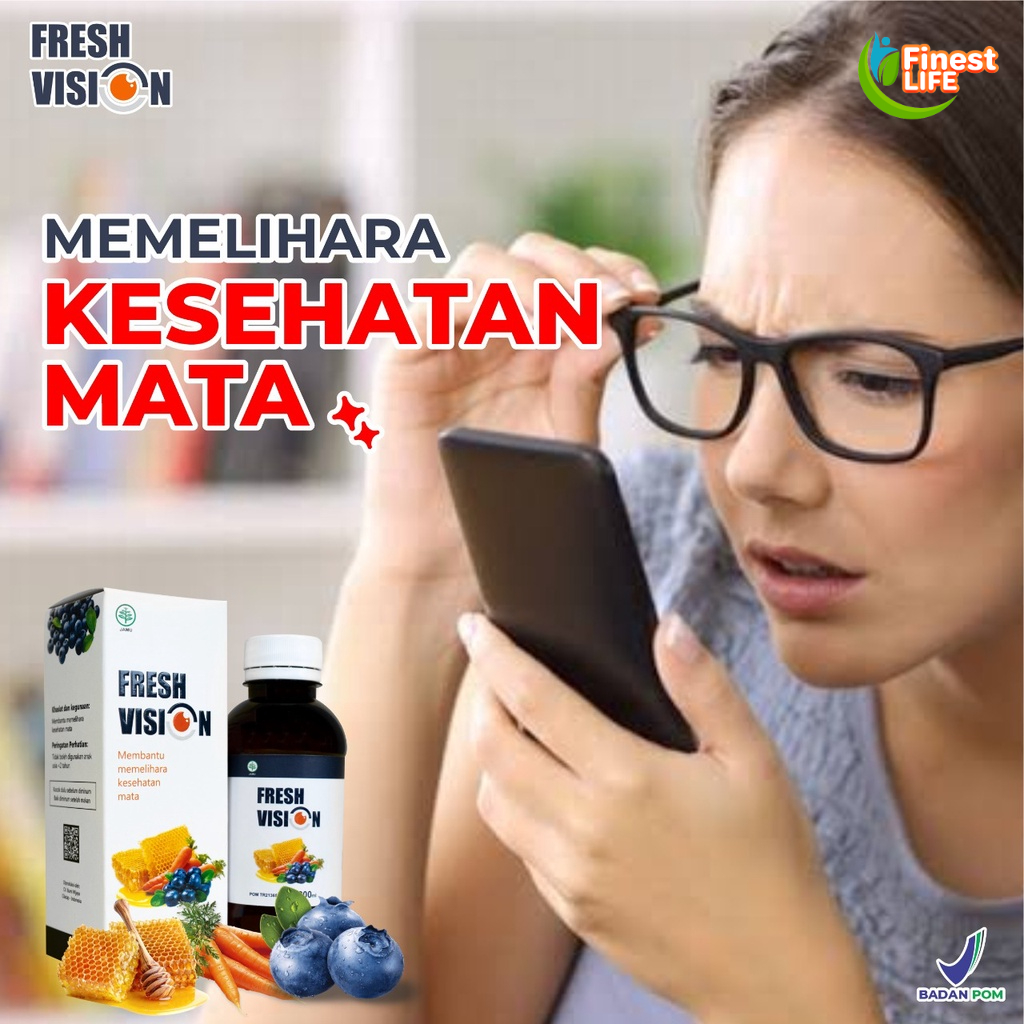 Paket Mata Sehat - 2 Botol Fresh Vision - Multivitamin Mata Ampuh Atasi Masalah Minus Katarak Silinder Cegah Mata Kering Merah Kurangi Peradangan Pencegah Rabun Tajamkan Penglihatan Nutrisi Lihat Tajam Bebas Kacamata Pres Fres fision Tetes Mata Obat Plus