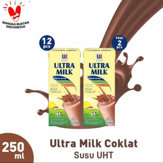 

Paket Ultra Milk Susu UHT Coklat 250 ml ( 12 pcs ) free 2 pcs