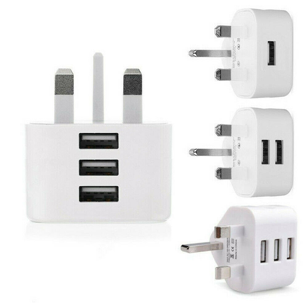 (Cod Tangding) Adaptor Charger Dinding Usb Plug Uk 3 Pin