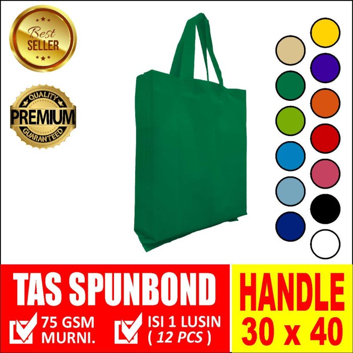 

TERBARU GOODIE BAG SPUNBOND HANDLE 30x40 - Tas Belanja Kain Press- HIJAU