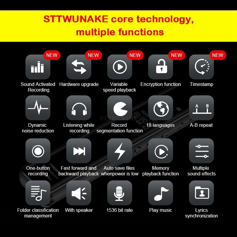 300 STTWUNAKE STK2 Mini Digital Voice Recorder Audio Noise Reduction