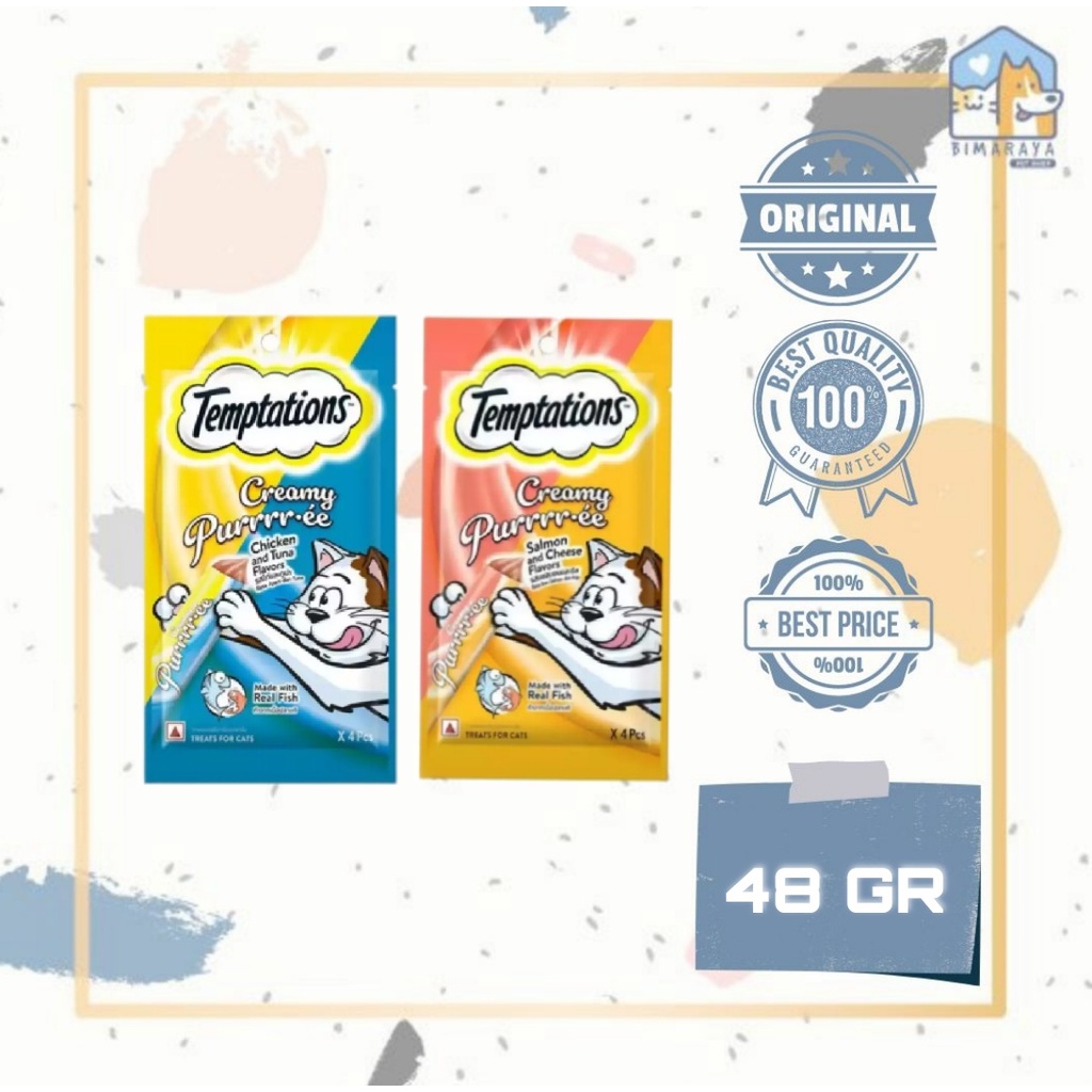 TEMPTATION PURRRR-EE CREAMY SNACK KUCING 48GR (1 POUCH X 4 PCS)