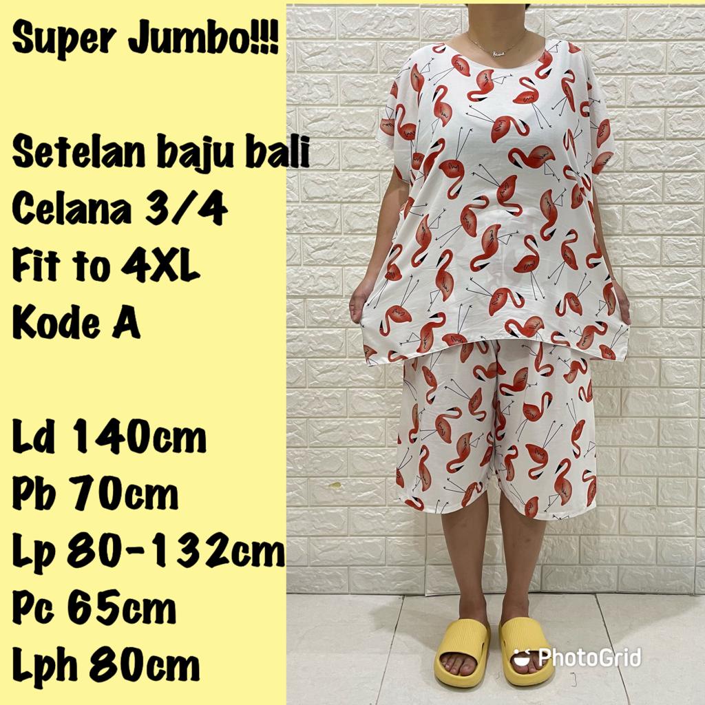 SETELAN BAJU BALI NECI SUPER JUMBO 3/4 FIT TO 4XL REAL PICT 100KG MUAT!!!!KODE A