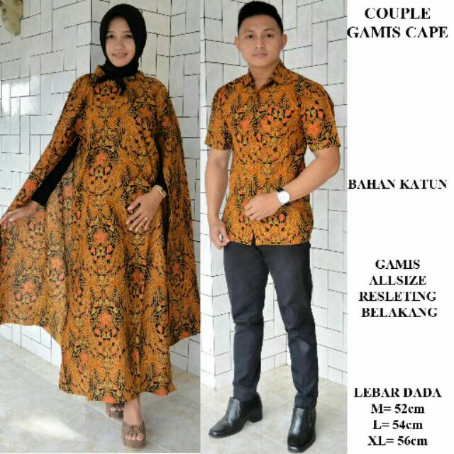 Batik Couple Gamis Cape