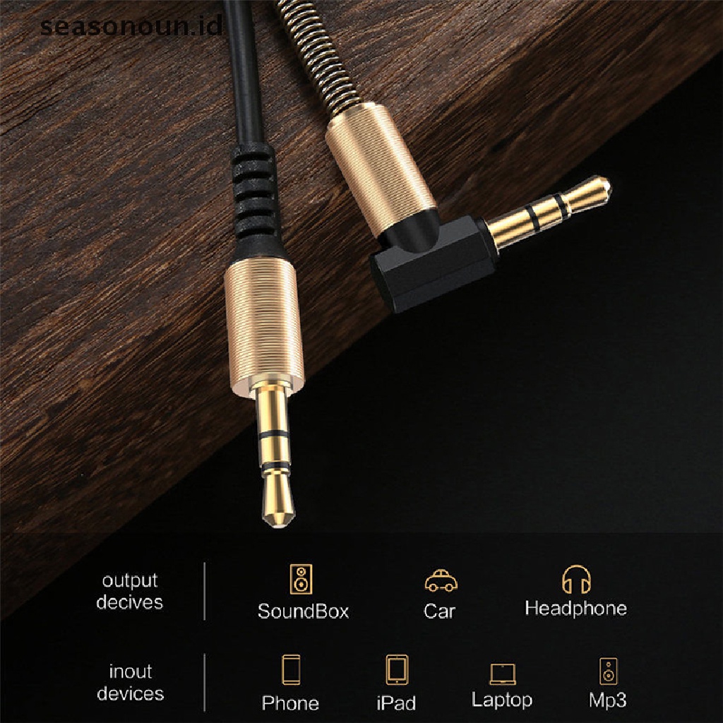 【seasonoun】 3.5mm Male to Male Aux Cable Cord L-Shaped Right Angle Car Audio Headphone Jack .