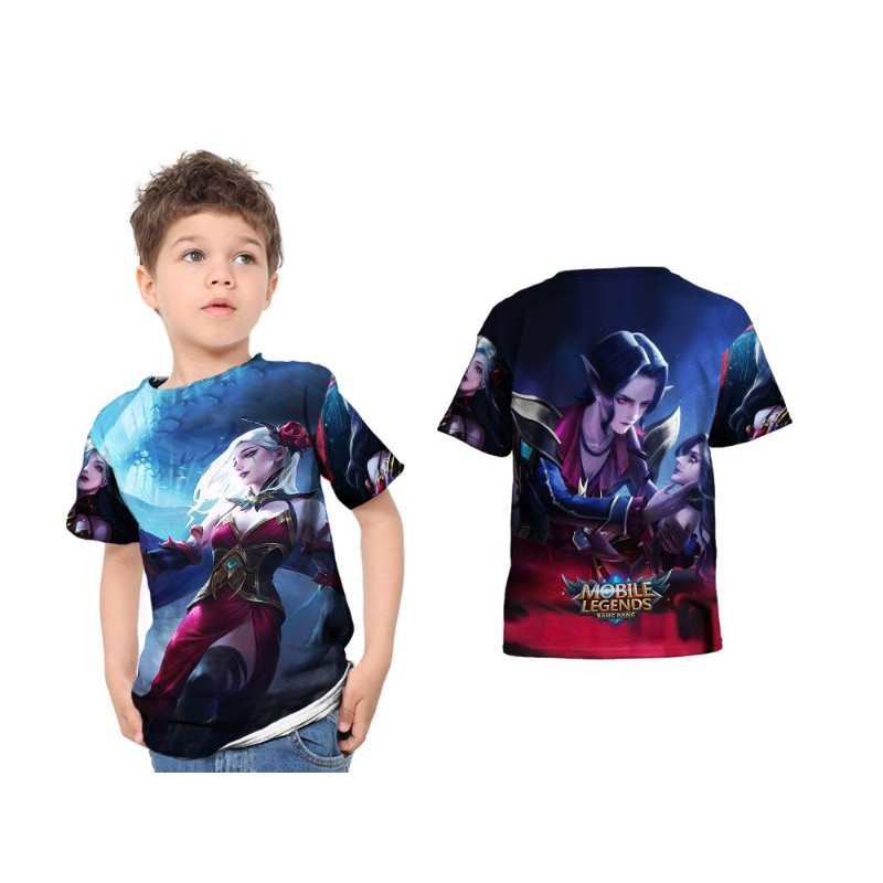 Tshirt kaos baju anak New Hero Mobile legend Cecilion L/P Custom fullprint