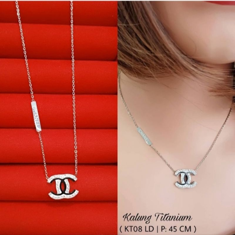Kalung Titanium Silver CH Full Zircon
