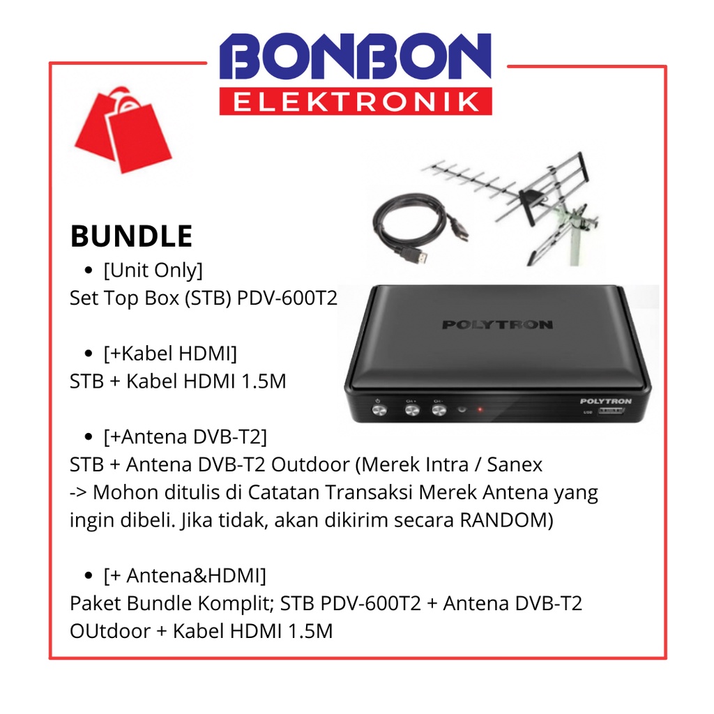 Polytron Set Top Box PDV-600T2 / PDV 620T2 / STB-DD001i DVB T2 TV Receiver STB Digital PDV 600T2