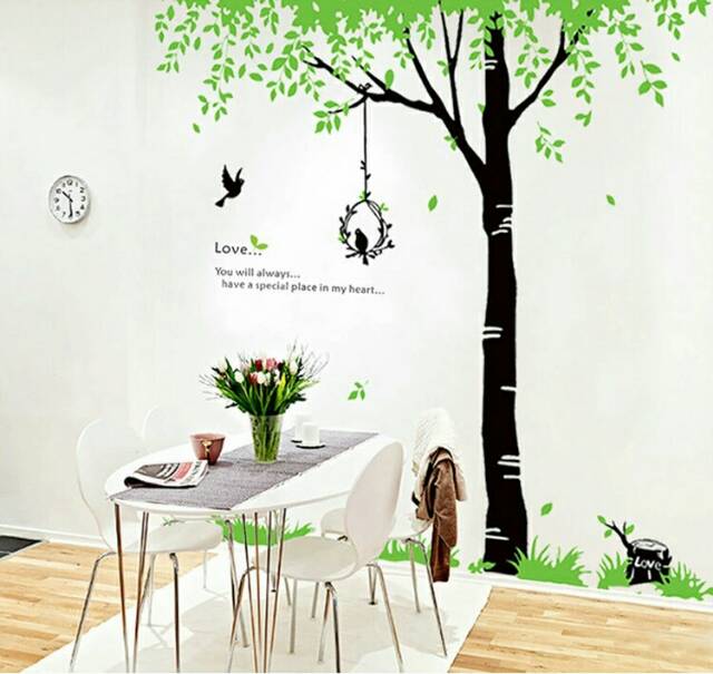 TXXL RELIZA Wall sticker pohon hijau burung BIG GREEN TREE AY719 STIKER DINDING