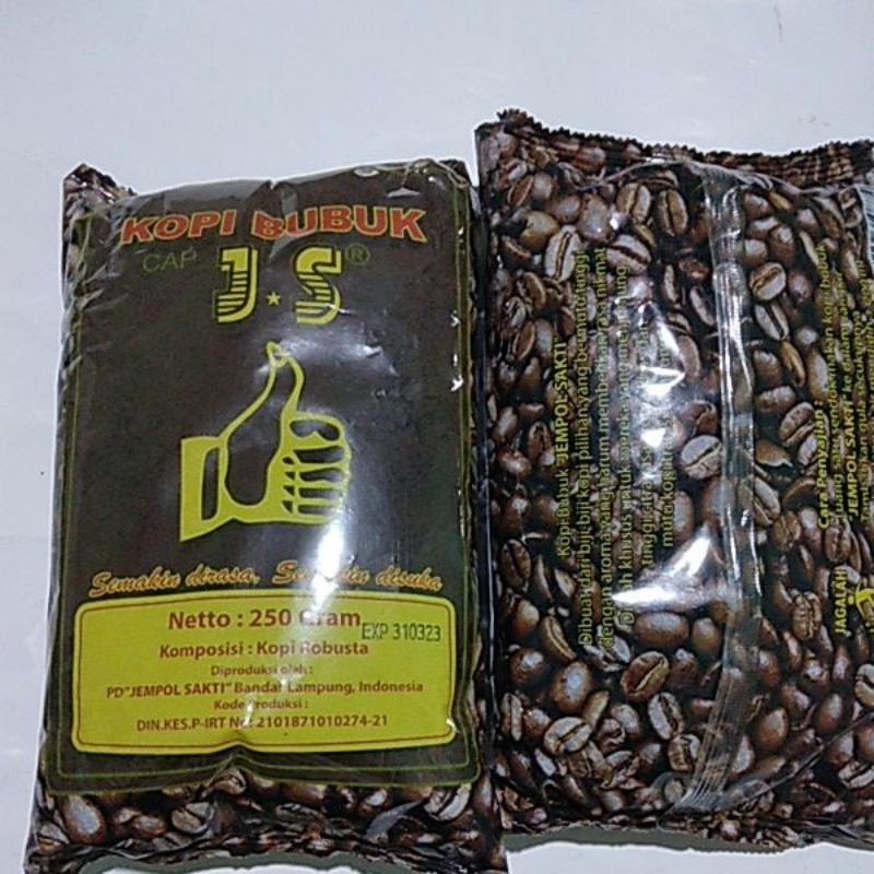 

kopi bubuk jempol sakti 250g,kopi robusta jempol sakti JS lampung