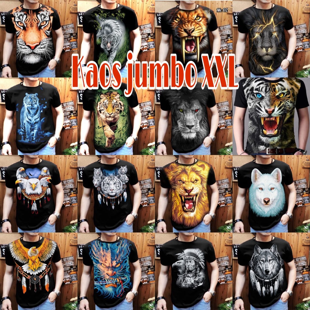 Kaos Macan Formal Pria Kaos Full Print Ready Size Jumbo XXL