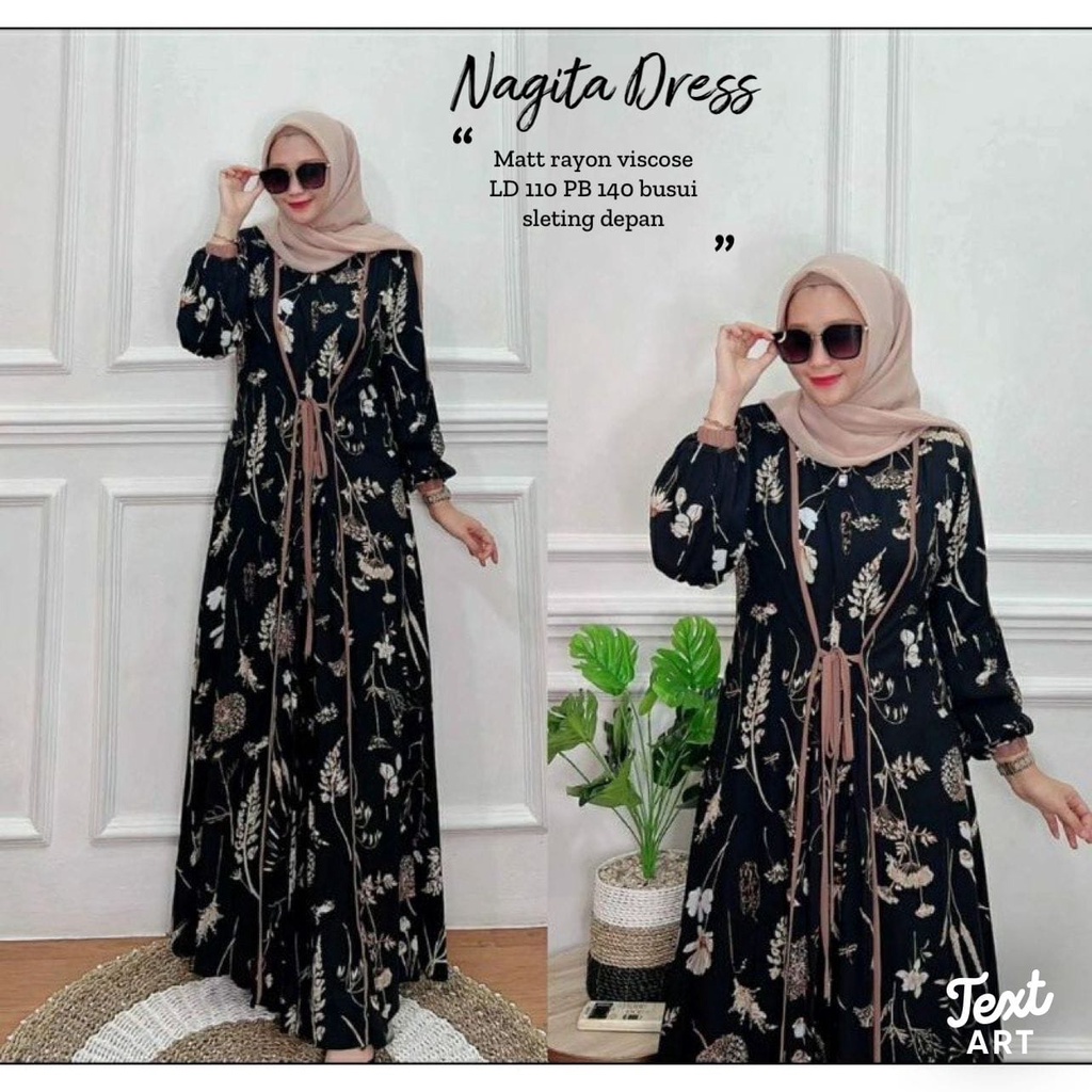 FATIMAH DRESS BUNGA ABSTRAK TERBARU