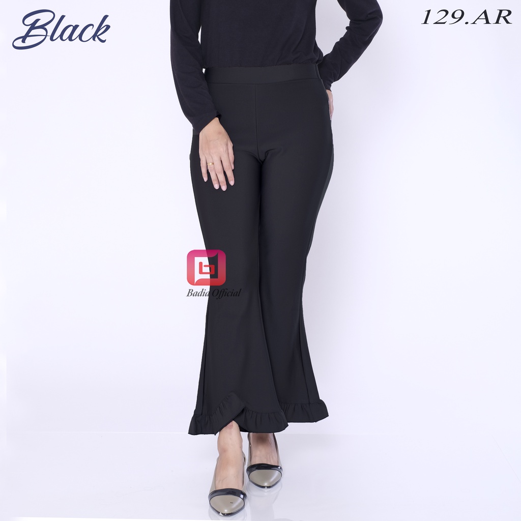 celana cutbray flare scuba highwaist kaki lebar rempel kembang bahan tebal shireen wanita premium