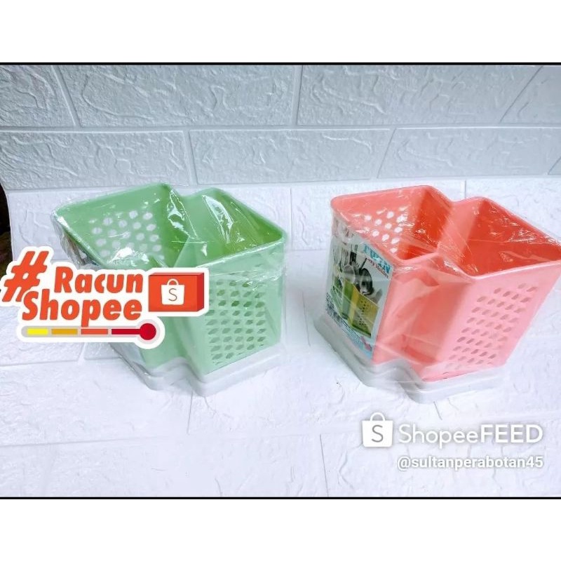 SUNLIFE TWIN CUTLERY HOLDER /TEMPAT SENDOK /ATK /RAK KAMAR MANDI