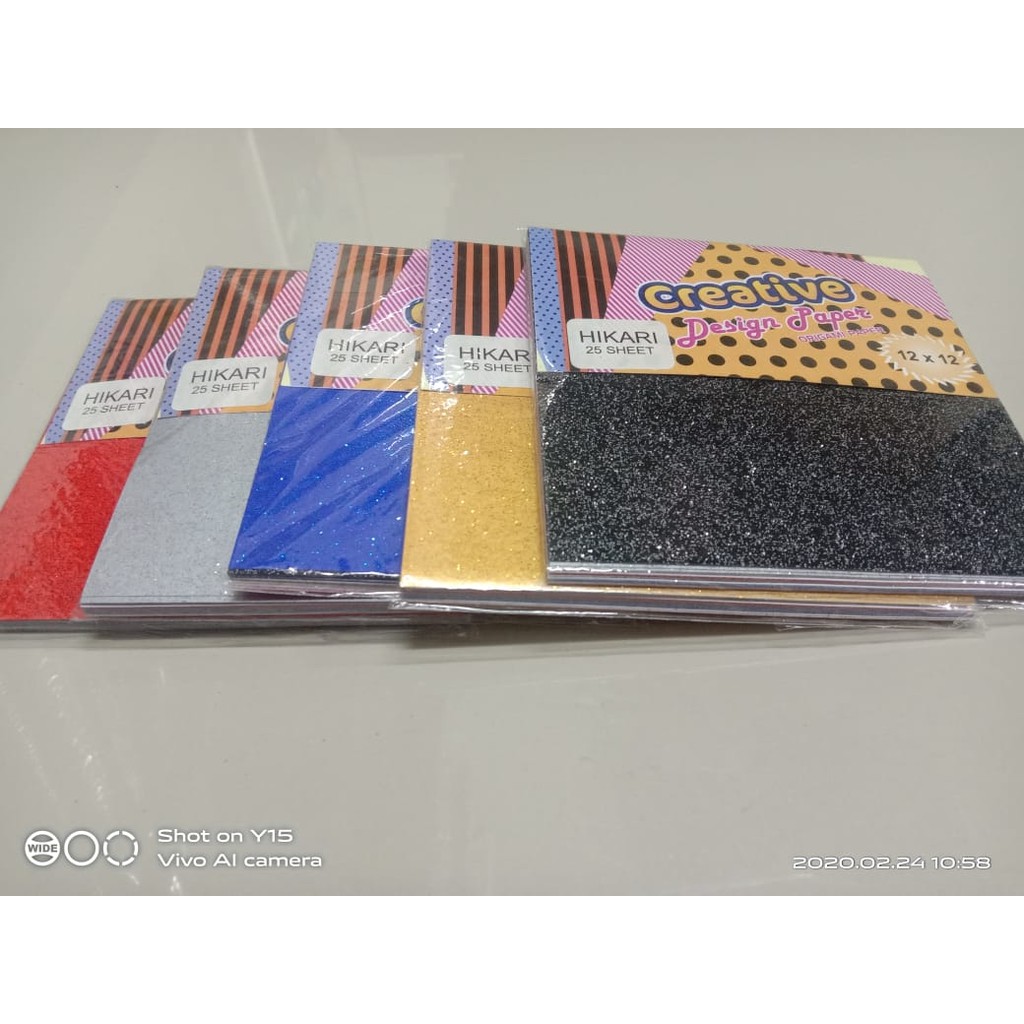 

ASTURO 12x12 kertas ORIGAMI GLITTER 5 warna HIKARI isi 25 lembar kertas lipat