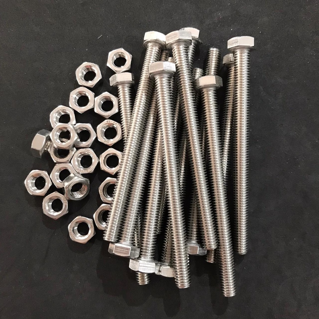 BAUT MUR M8X120 STAINLESS STEEL SS BAUT MUR M8 X 120 SUS 304 ANTI KARAT KUNCI 13