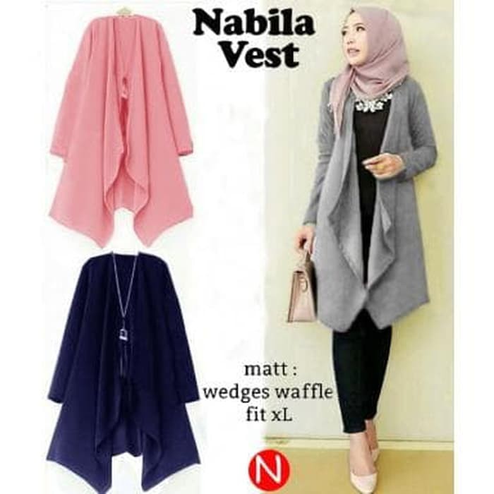 51476 Nabila Vest Baju Atasan Wanita Cewek Dewasa Murah Modis Kekinian - Grey