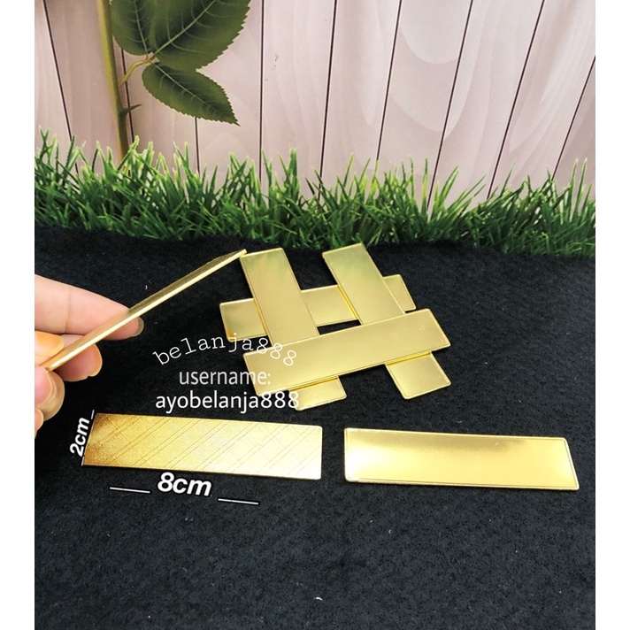 Plat papan nama dada polos gold tebal 2mm 2cmx8cm satuan