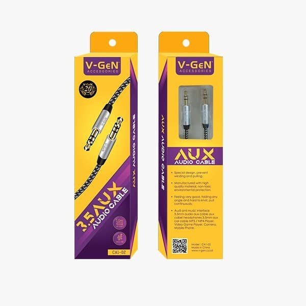 Kabel Audio AUX V-GeN CA1-02 Cable 3.5mm Male to Male Kabel 1 Meter