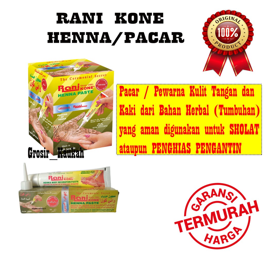 RANI PACAR KONE INAI HENNA 100% HALAL DAN AMAN (HERBAL)