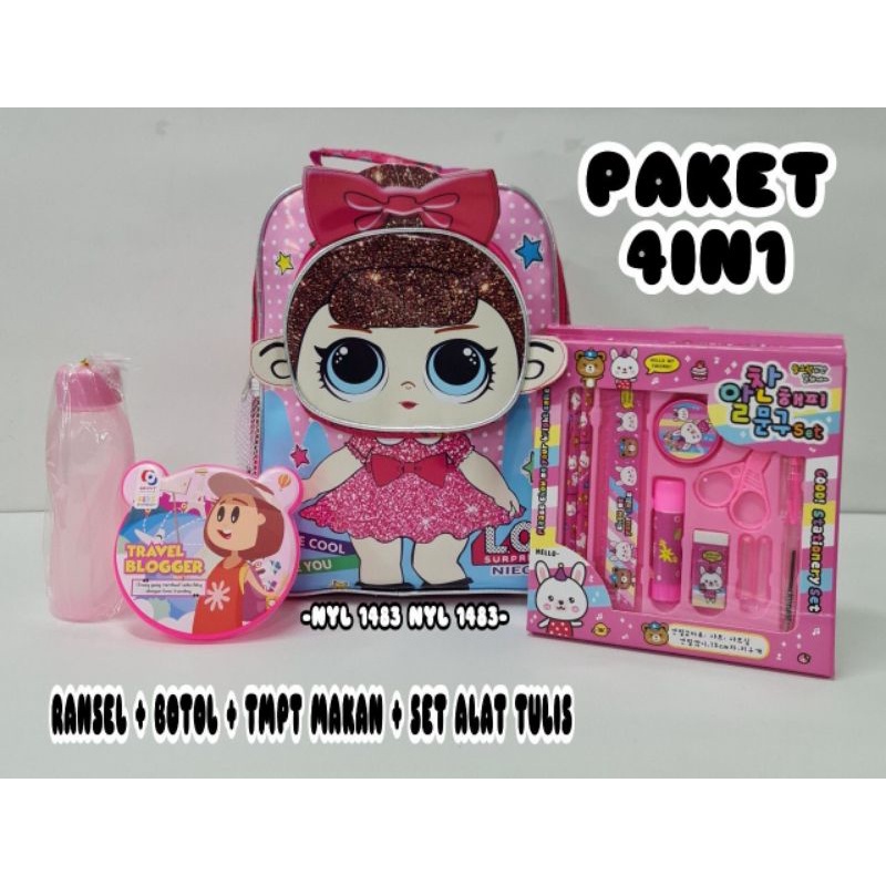 TAS LOL 4 IN 1 TAS SEKOLAH ANAK PEREMPUAN KARAKTER LOL TAS ANAK LOL MODEL TERBARU REALPICT