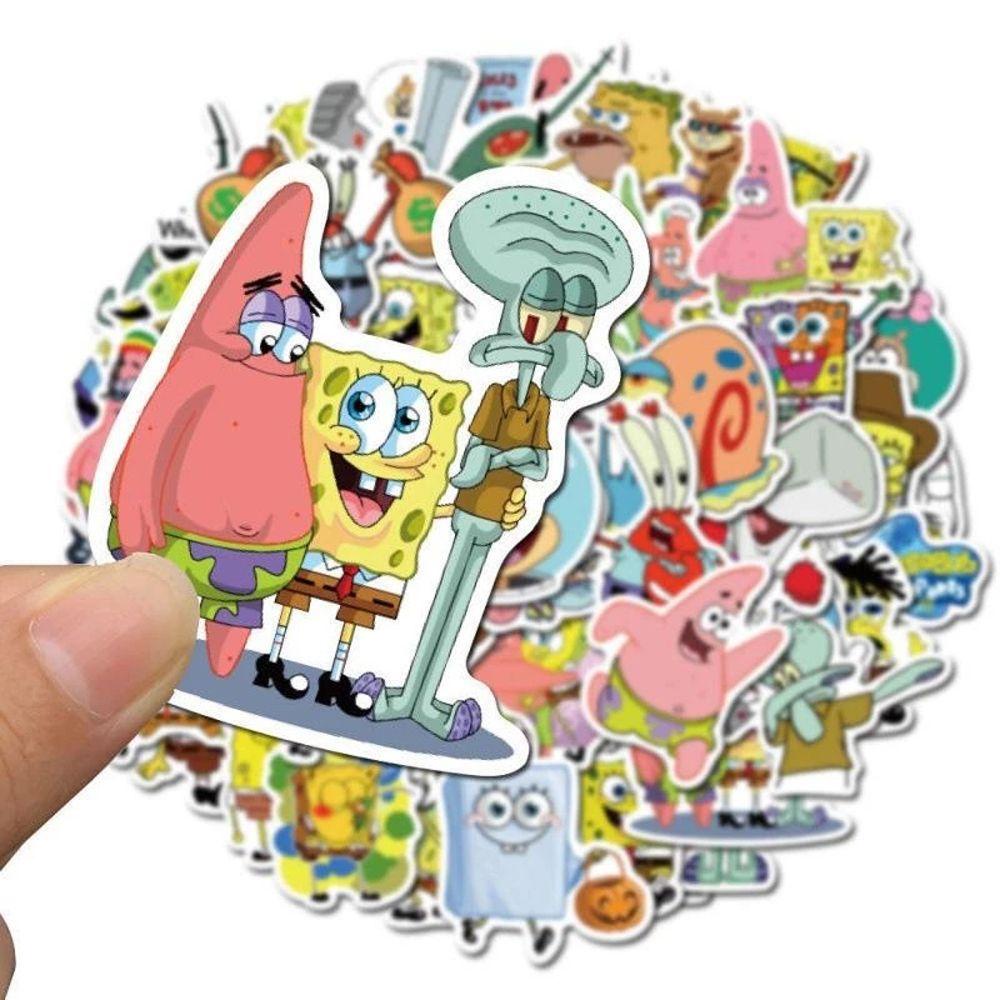Lanfy SpongeBobs Stiker DIY Scrapbooking Kreativitas Laptop Decals Perekat Diri Ponsel Dekorasi Graffiti Stiker