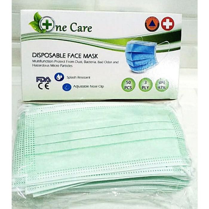 Masker Earloop Green 3ply isi 50 Pcs Kemenkes Earloop 3 Ply Hijau