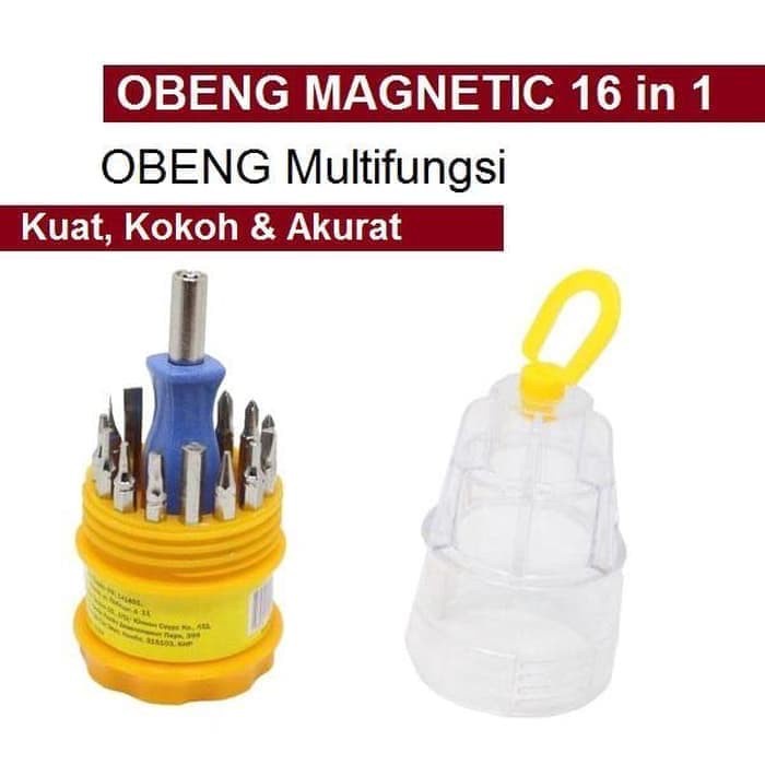 Obeng Set 16in1 Magnetic Toolkit Screwdriver mini kepala magnet tools sekrup kecil min bunga multi