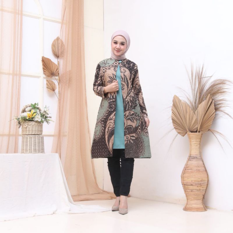 Tunik Bolero Wanita Modren Warna Hijau Sage